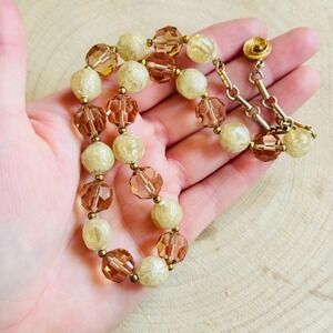 VTG Lisner signed Necklace Regal Topaz crystal lucite choker Regency‎ style 16"